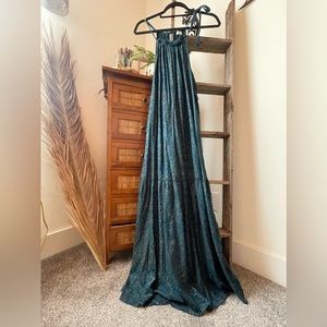 Teal maxi dress with gold embellishments World market